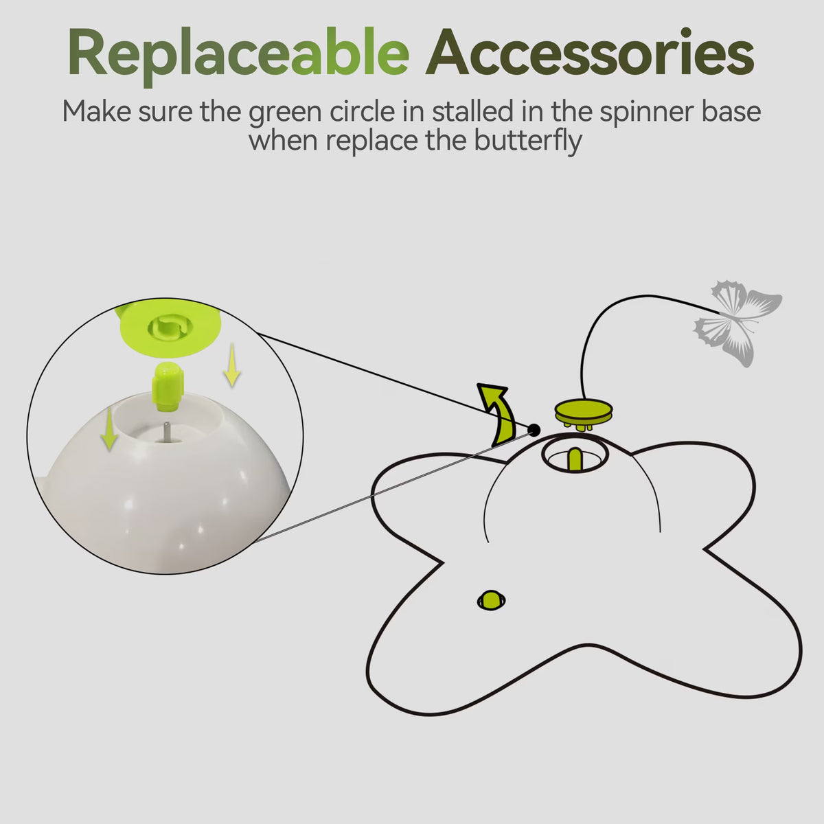 Interactive Cat Toys, Fluttering Butterfly Automatic Cat Teasing Toy with 2 Replacement Butterflies
