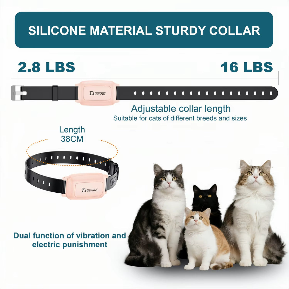800M Cat anti Meowing Collar, Automatic No Shock Vibration Collar for Cats, Cat Trainer Designed Collar for Stop Meowing