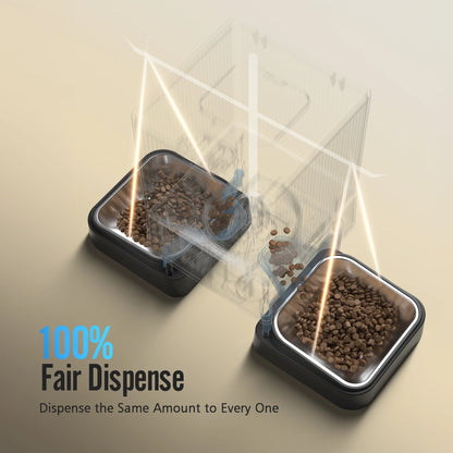 5L/20 Cups Automatic Cat Feeder with 5G Wifi & APP Control, PFD-002 PRO Double Bowl Cat Food Dispenser with 1 Desiccant Bag, Timed Automatic Pet Feeder for 2 Cats/2 Small Dogs - Black