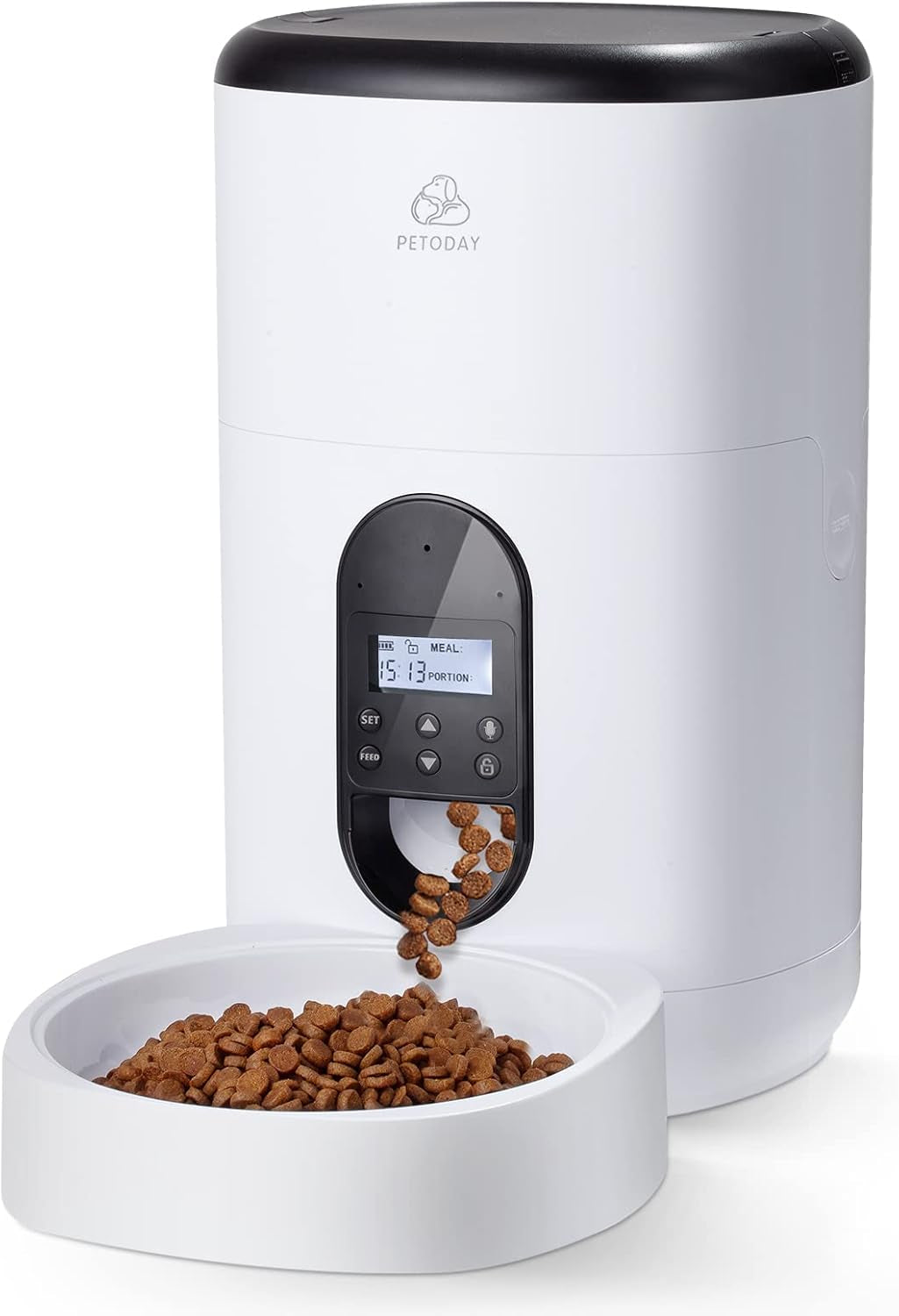 Automatic Pet Feeder for Dogs and Cats, 4L&6L Time Feeder Dry Food Dispenser, Portions Control 1-4 Meals per Day &10S Voice Recorder (4L-White)