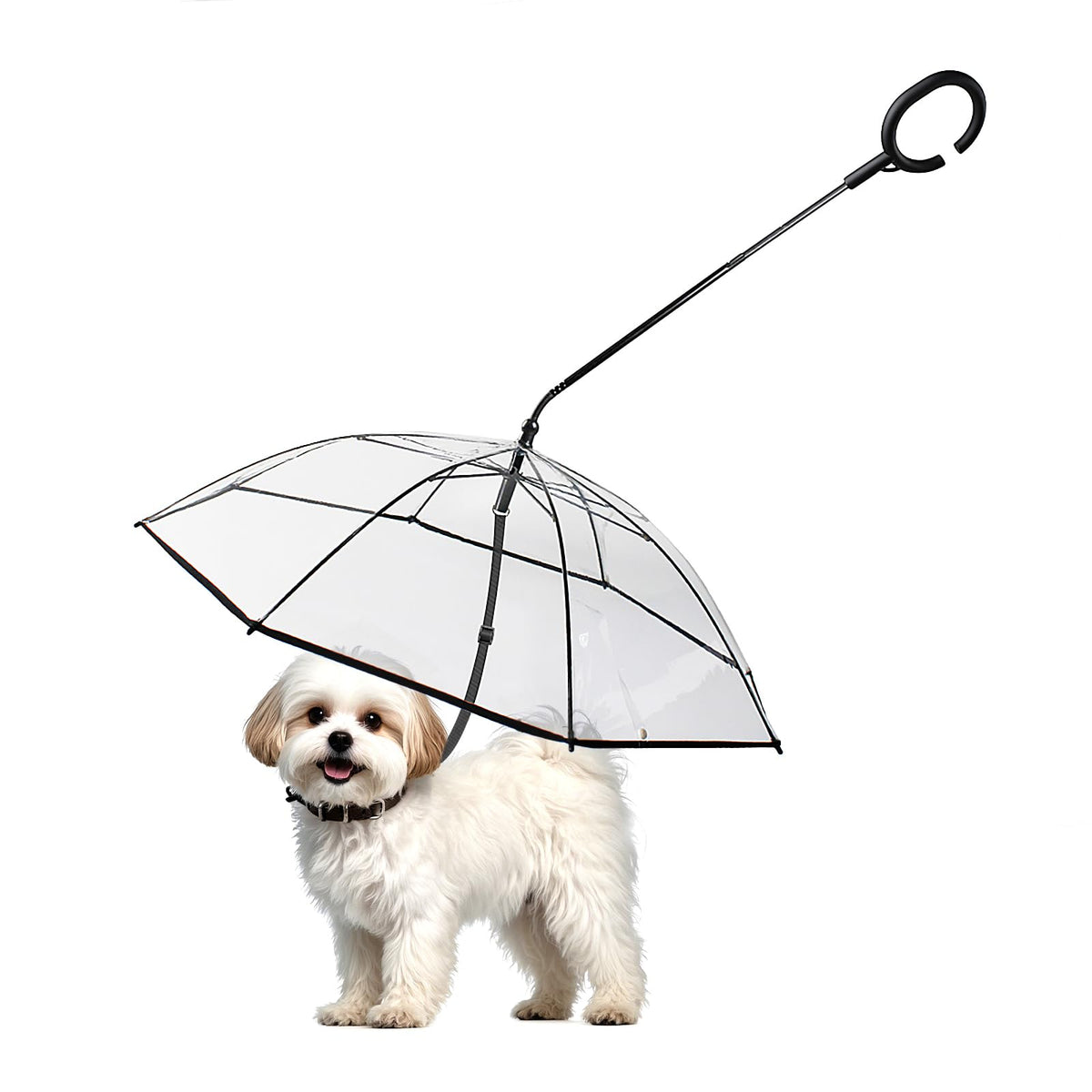 Dog Umbrella Small Breed, Clear Dog Umbrella Leash for Small Dogs, Keeps Dogs Dry Walking Rain, Doggie Rain Umbrella with Adjustable Leash, Self-Assembly