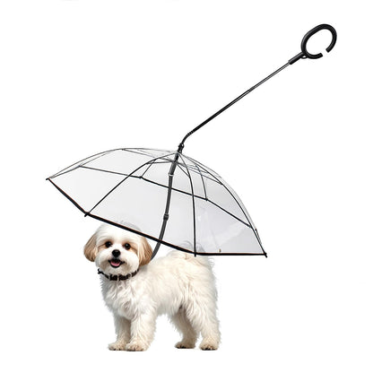 Dog Umbrella Small Breed, Clear Dog Umbrella Leash for Small Dogs, Keeps Dogs Dry Walking Rain, Doggie Rain Umbrella with Adjustable Leash, Self-Assembly