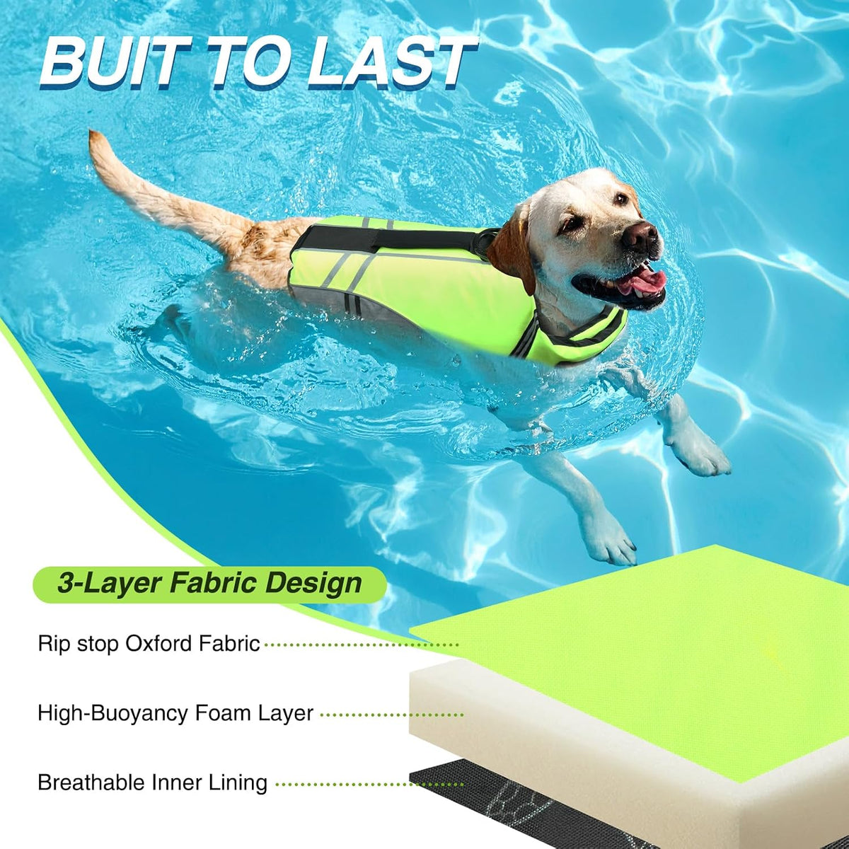 Dog Life Vest Sports Style Dog Swim Vest, S, Bright Yellow