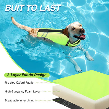Dog Life Vest Sports Style Dog Swim Vest, S, Bright Yellow
