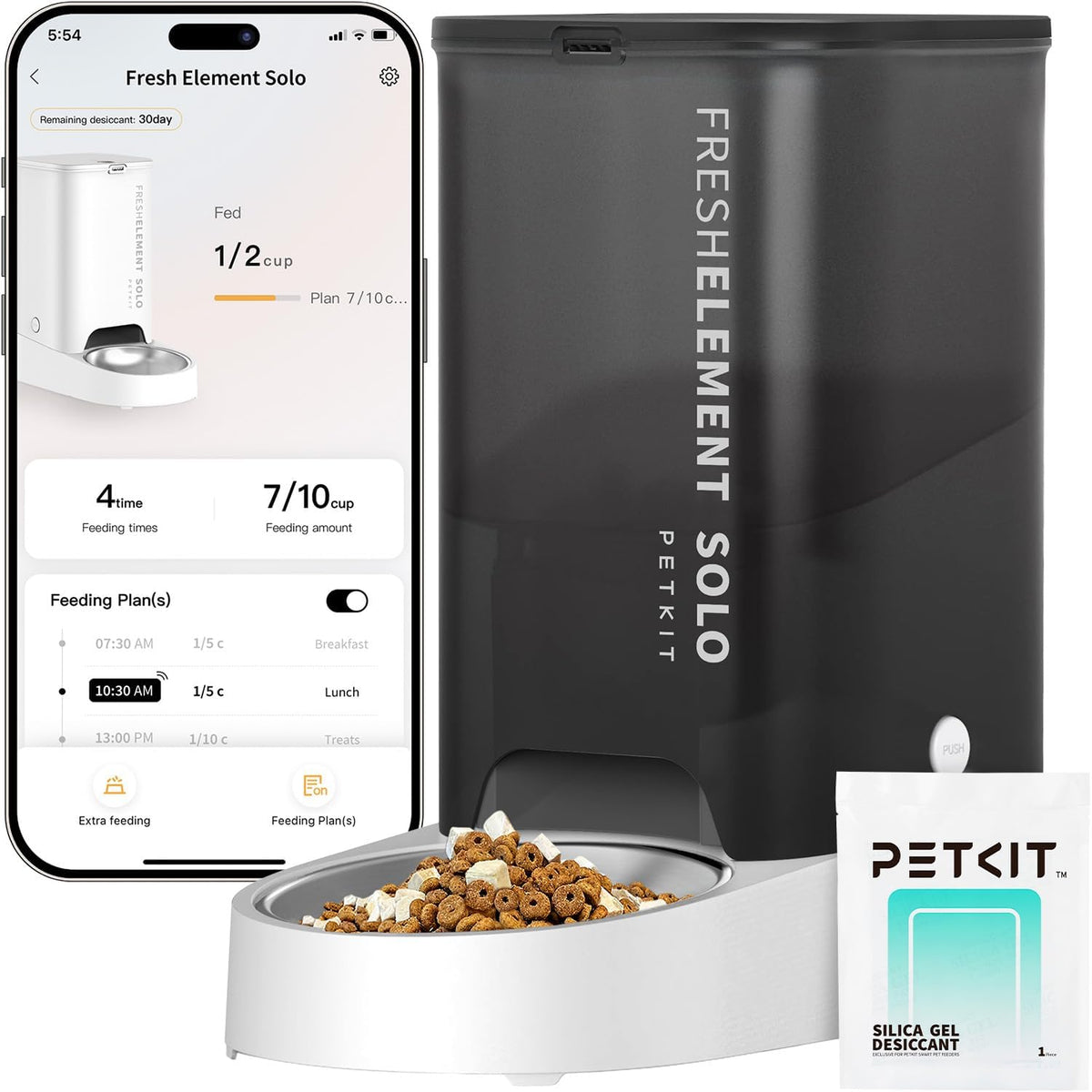 PETKIT Automatic Cat Feeder, 2.4G Wifi Automatic Dog Feeder, App Control Pet Food Dispenser with Triple Fresh-Lock System, Schedule Feeding, Food Shortage Alert, Dual Power-Charge&Battery,3L Capacity