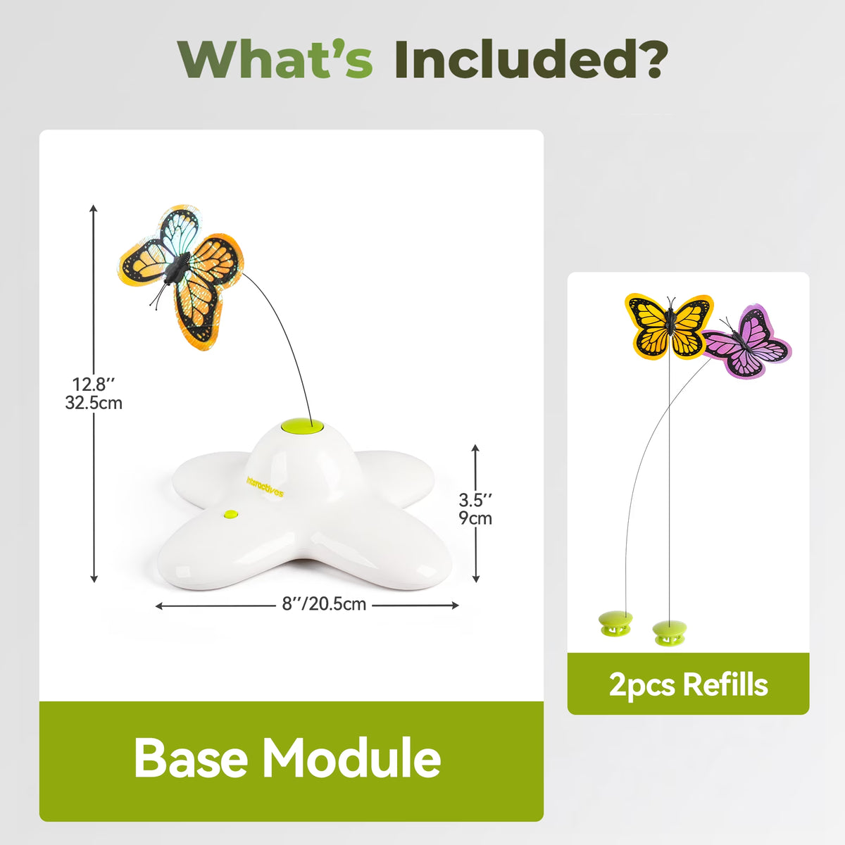 Interactive Cat Toys, Fluttering Butterfly Automatic Cat Teasing Toy with 2 Replacement Butterflies