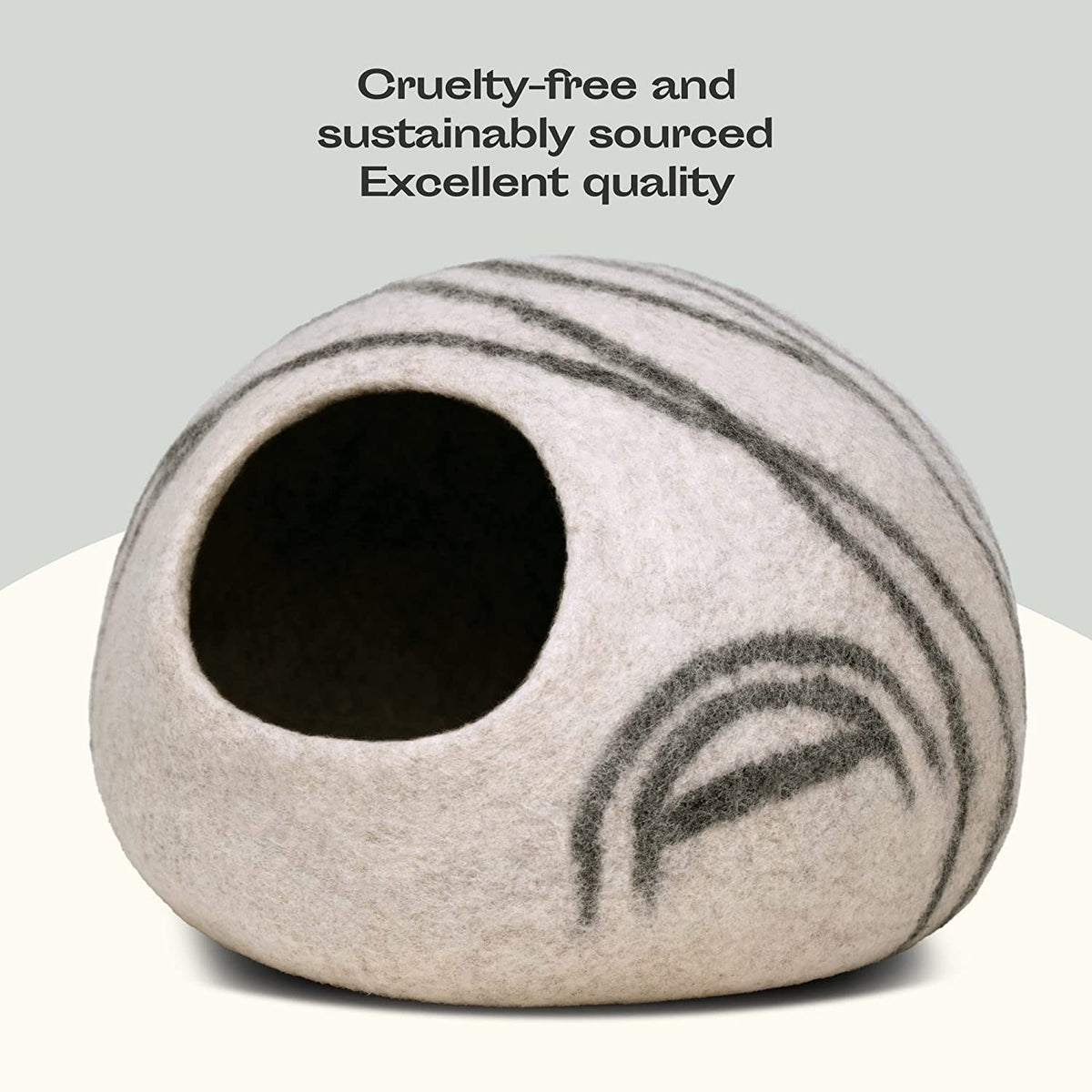 Cat Cave - New Zealand Wool Bed for Indoor Cats (Light Gray)