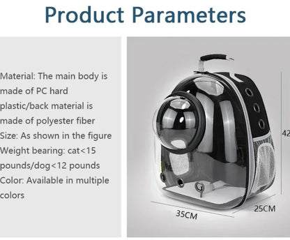 Transparent Space Capsule Pet Backpack Carrier