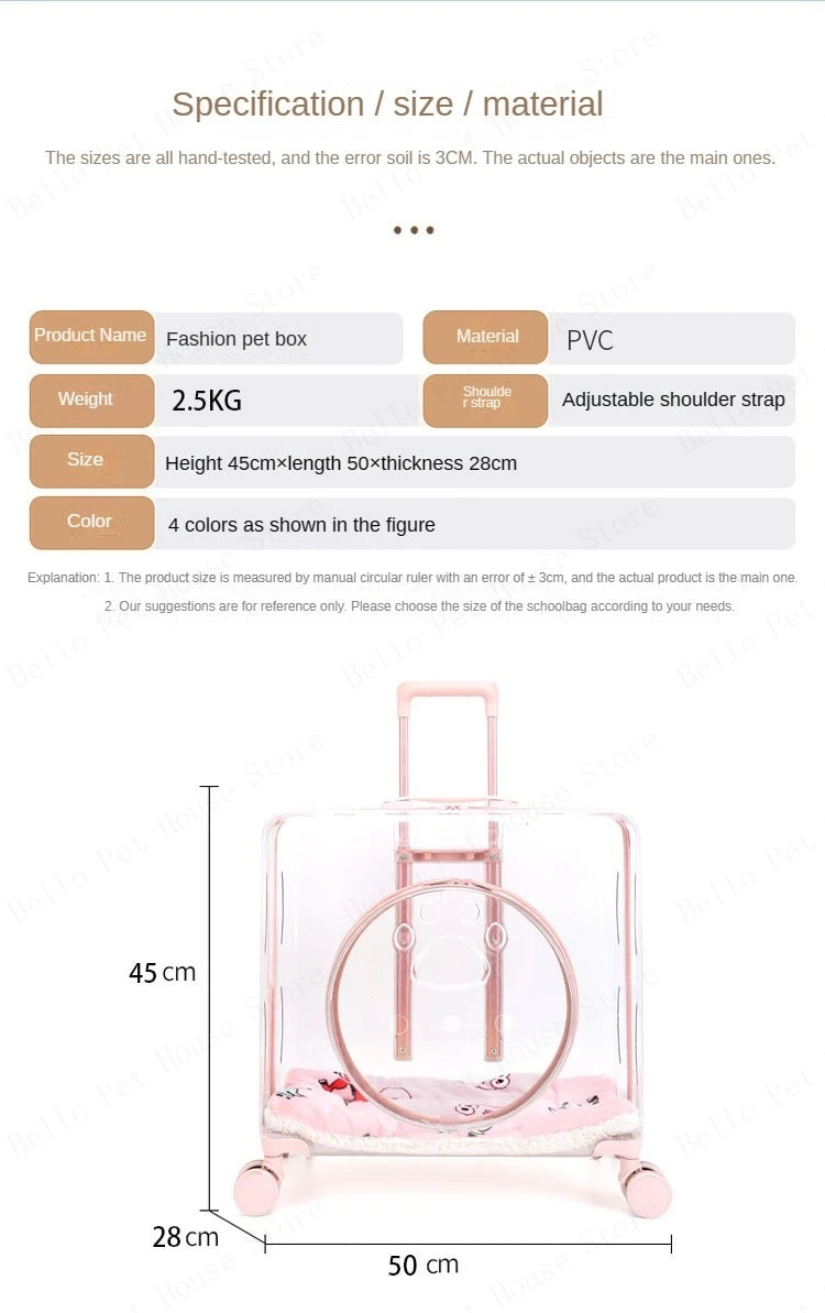 New Pet Trolley Case Transparent