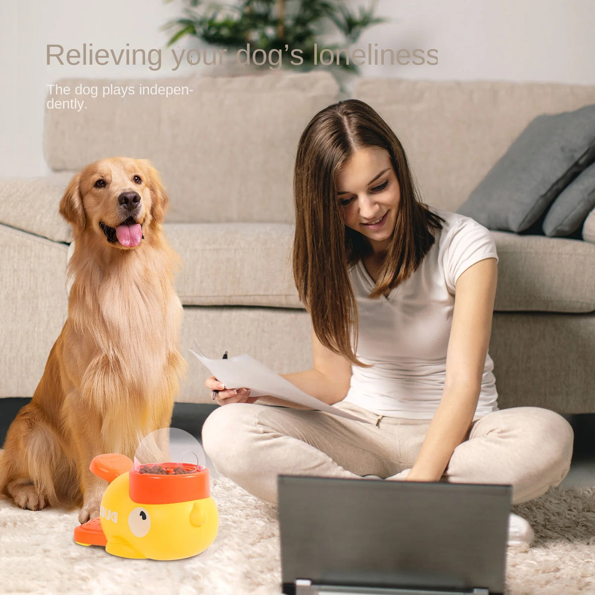 2-in-1 Interactive Dog Toy Pet Automatic Food Treat Dispenser