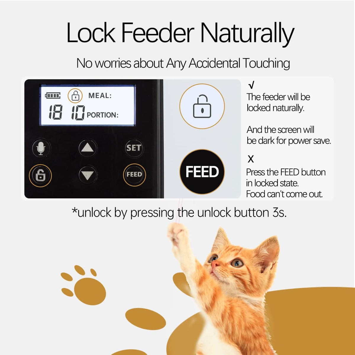 Automatic Pet Feeder for Dogs and Cats, 4L&6L Time Feeder Dry Food Dispenser, Portions Control 1-4 Meals per Day &10S Voice Recorder (4L-White)