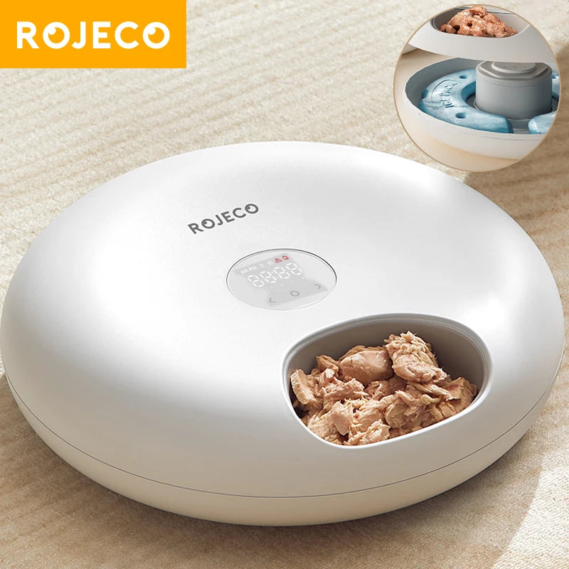 6 Meals Automatic Pet Feeder Smart Cat Food Dispenser for Wet & Dry Food Kibble Dispenser Accessories Auto Feeder for Cat