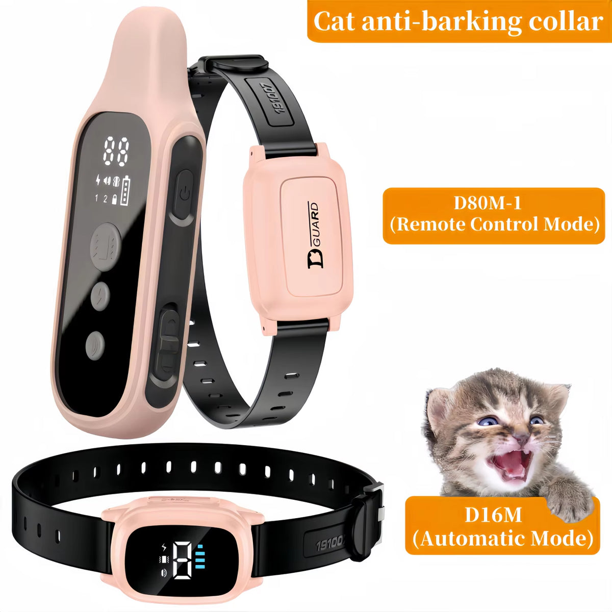 800M Cat anti Meowing Collar, Automatic No Shock Vibration Collar for Cats, Cat Trainer Designed Collar for Stop Meowing