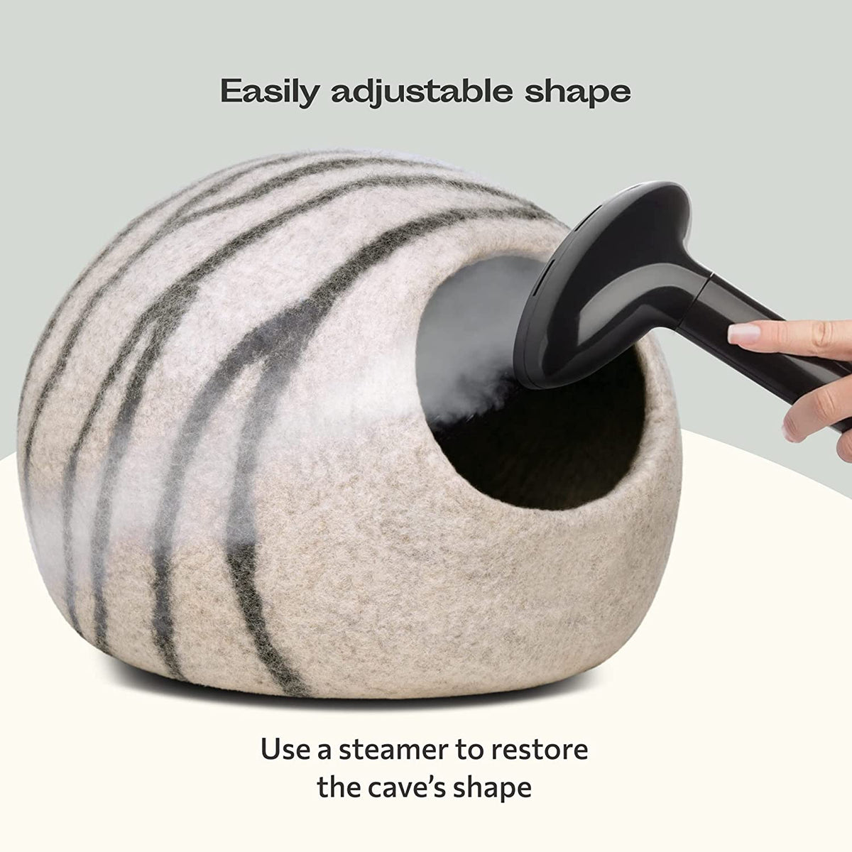 Cat Cave - New Zealand Wool Bed for Indoor Cats (Light Gray)