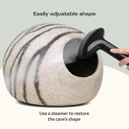 Cat Cave - New Zealand Wool Bed for Indoor Cats (Light Gray)